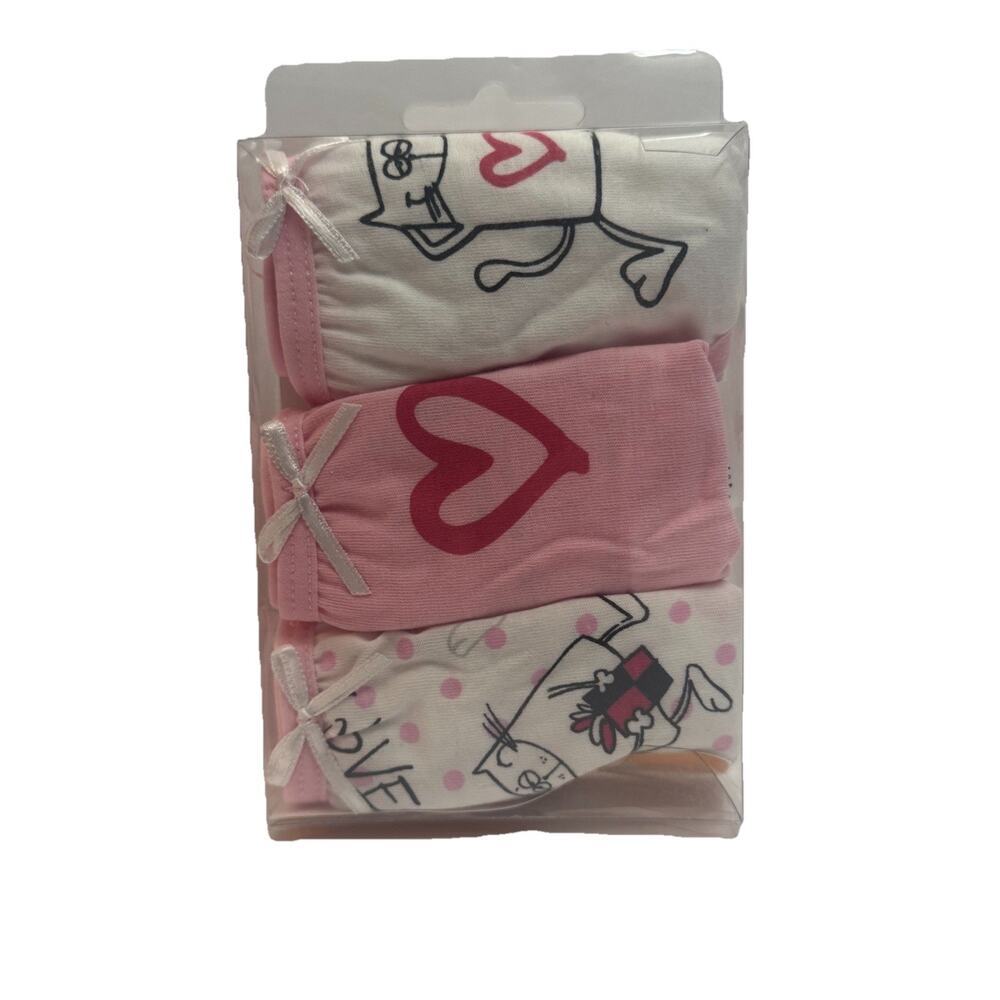 Bembi Girls Underwear 3 Pack Size 4Y Cotton Briefs Hearts Cat NIP
